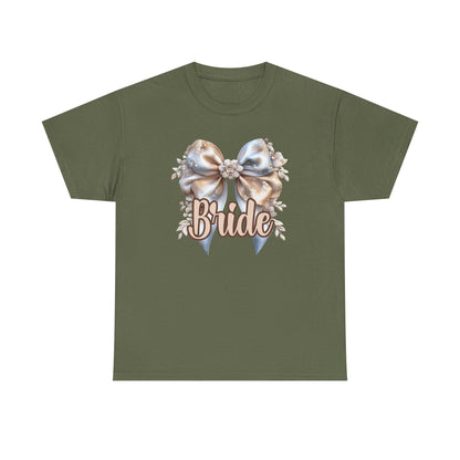 Bride Bow Unisex Heavy Cotton Tee, Wedding Gift, Bridal Shower Tee, Engagement Outfit, Bachelorette Party Apparel