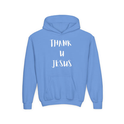 Thank you Jesus, John 3:16 Youth Heavy Blend Hooded Sweatshirt, Thank U Jesus Faith Hoodie, Christian Youth Apparel, Religious Gift for Teens, John 3:16 Inspired