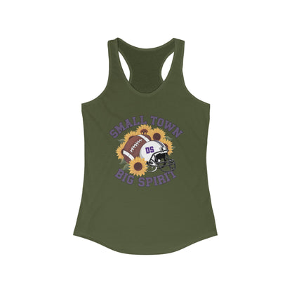 Small town, Big Spirit, Denham Springs, Football, Women's Racerback Tank Top, Perfect for Game Day, Sports Events, Tailgating, and Everyday Wear