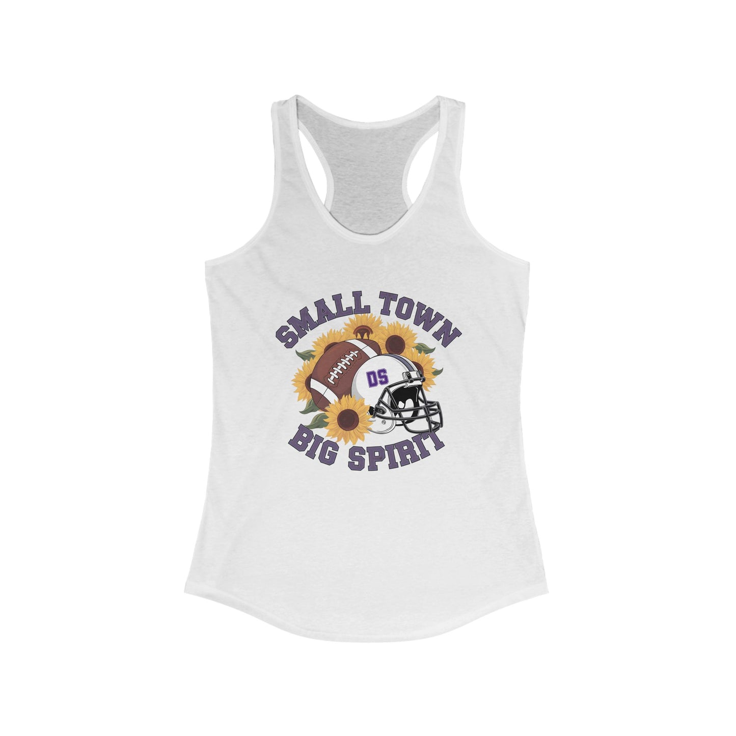 Small town, Big Spirit, Denham Springs, Football, Women's Racerback Tank Top, Perfect for Game Day, Sports Events, Tailgating, and Everyday Wear