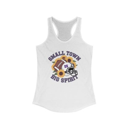 Small town, Big Spirit, Denham Springs, Football, Women's Racerback Tank Top, Perfect for Game Day, Sports Events, Tailgating, and Everyday Wear