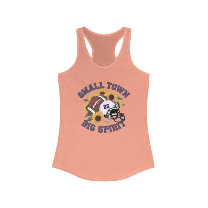 Small town, Big Spirit, Denham Springs, Football, Women's Racerback Tank Top, Perfect for Game Day, Sports Events, Tailgating, and Everyday Wear