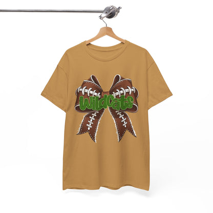Wildcats Football Bow Unisex Heavy Cotton Tee | Sportswear, Team Spirit, Casual Wear, Gifts for Fans, Game Day Outfit
