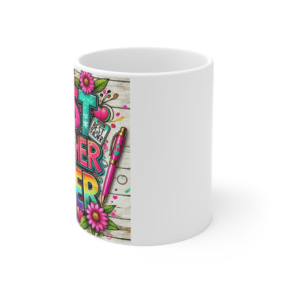 Colorful Teacher Appreciation Mug, Best Teacher Ever Coffee Cup, Gift for Educators, Classroom Essentials, Back to School Gift
