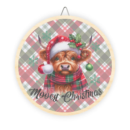 Mooey Christmas, Cow, Hiland, Door, Decor, Sign, Wreath, Wooden Door Hanger