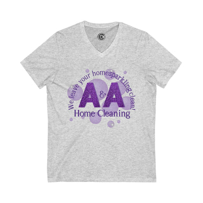 A&A, Purple Logo on a VNeck, Bella Canvas
