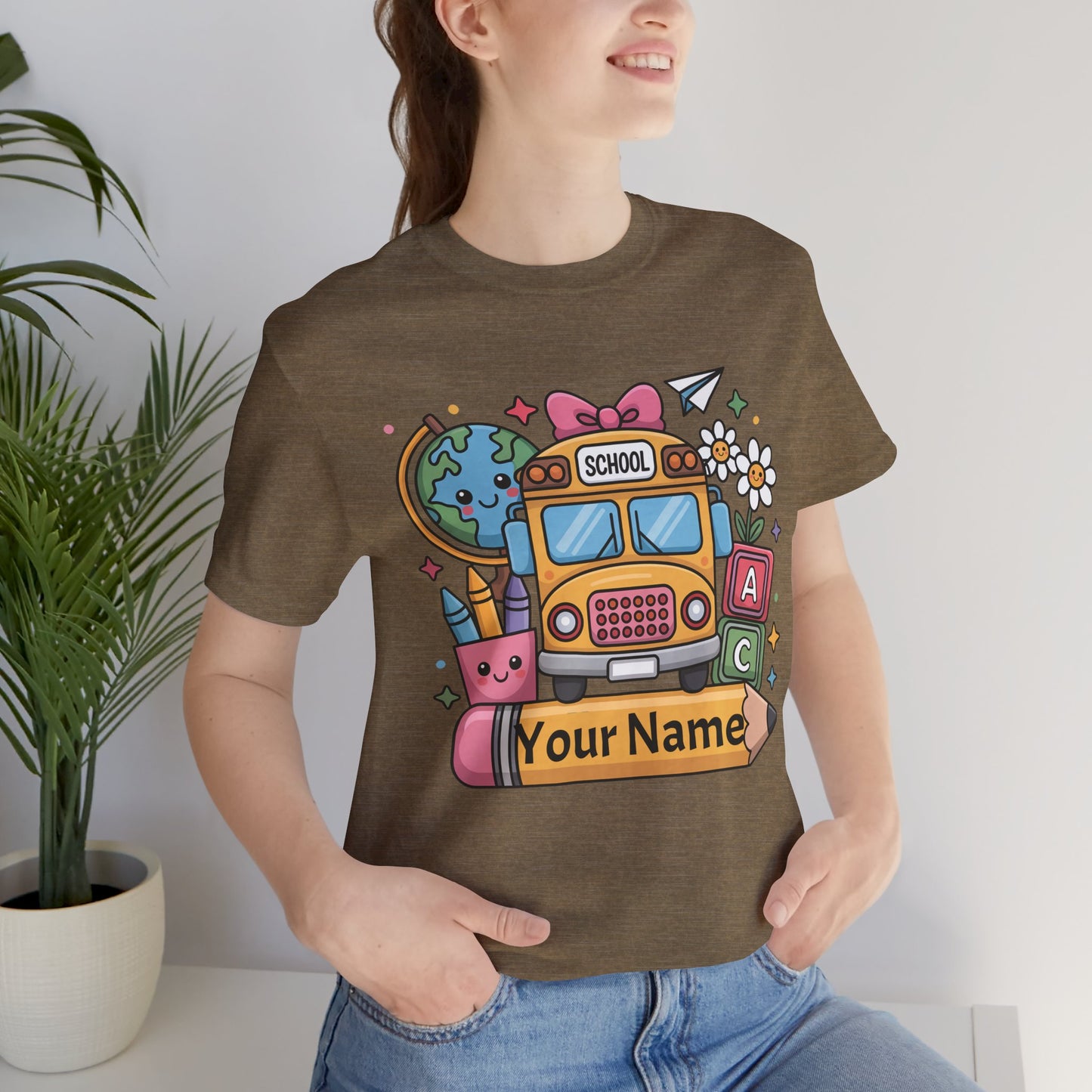 Personalized School Bus T-Shirt for Kids, Fun Graphic Tee, Back to School