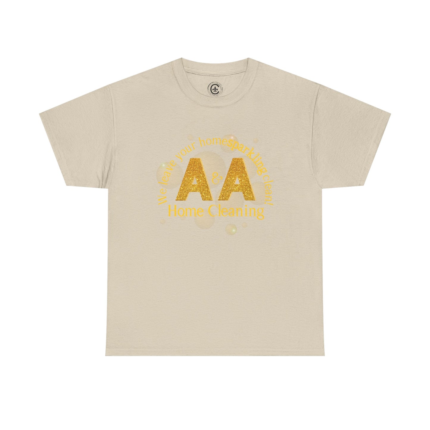 A&A Cleaning Services, Logo, Gold on Purple Crew Neck unisex tshirt, Gildan
