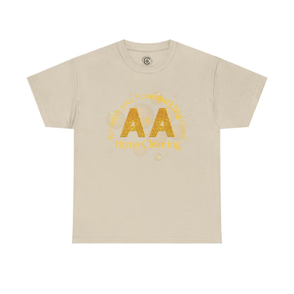 A&A Cleaning Services, Logo, Gold on Purple Crew Neck unisex tshirt, Gildan