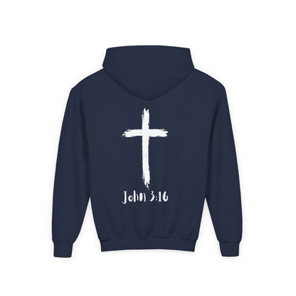 Thank you Jesus, John 3:16 Youth Heavy Blend Hooded Sweatshirt, Thank U Jesus Faith Hoodie, Christian Youth Apparel, Religious Gift for Teens, John 3:16 Inspired