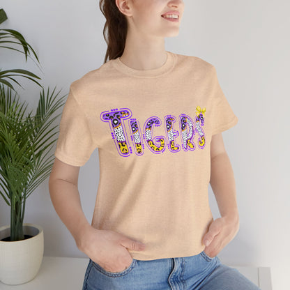 Tigers Graphic Tee, Cute Font, Purple and Gold, LSU, Tigers, Football, Baseball, Team