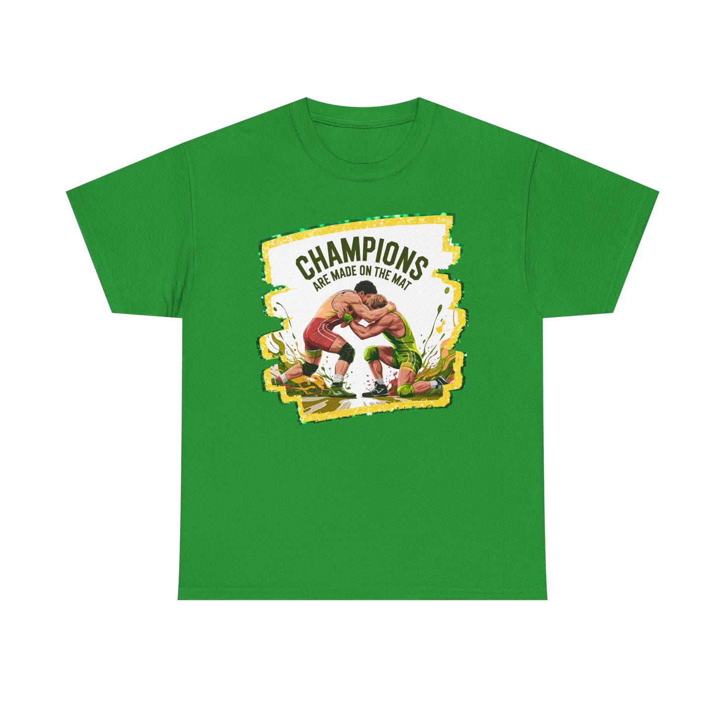Green and Gold, Wrestling Heavy Cotton Tee, Unisex T-Shirt, Sports Fan Gear, Workout Shirt, Motivational Apparel