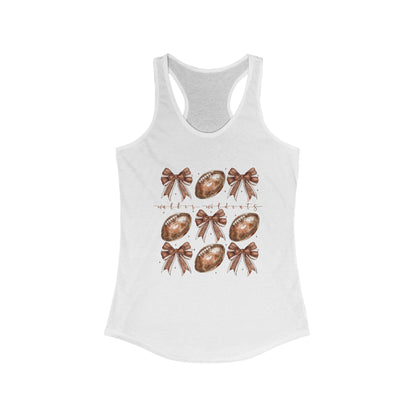 Walker Wildcats, Footballs and Bows Women's Racerback Tank Top, Perfect for Game Day, Sports Events, Tailgating, and Everyday Wear