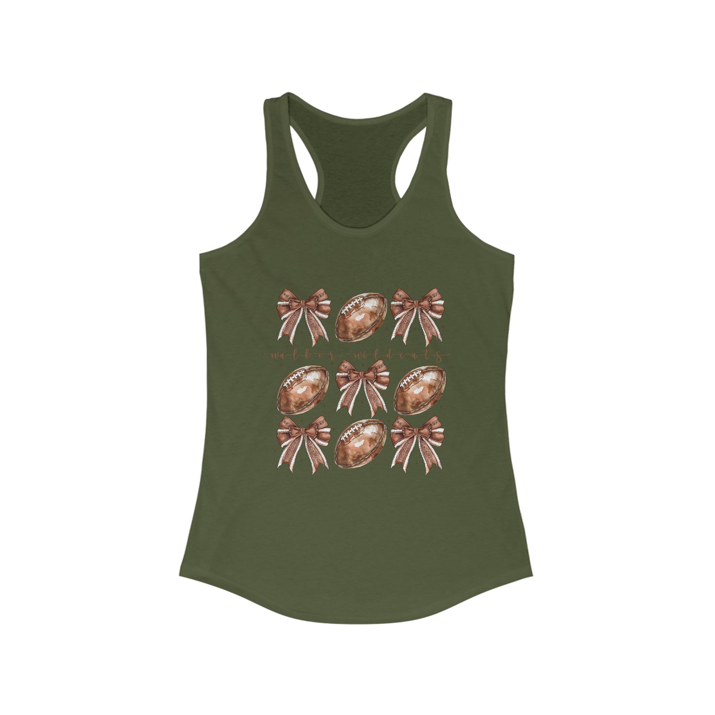 Walker Wildcats, Footballs and Bows Women's Racerback Tank Top, Perfect for Game Day, Sports Events, Tailgating, and Everyday Wear