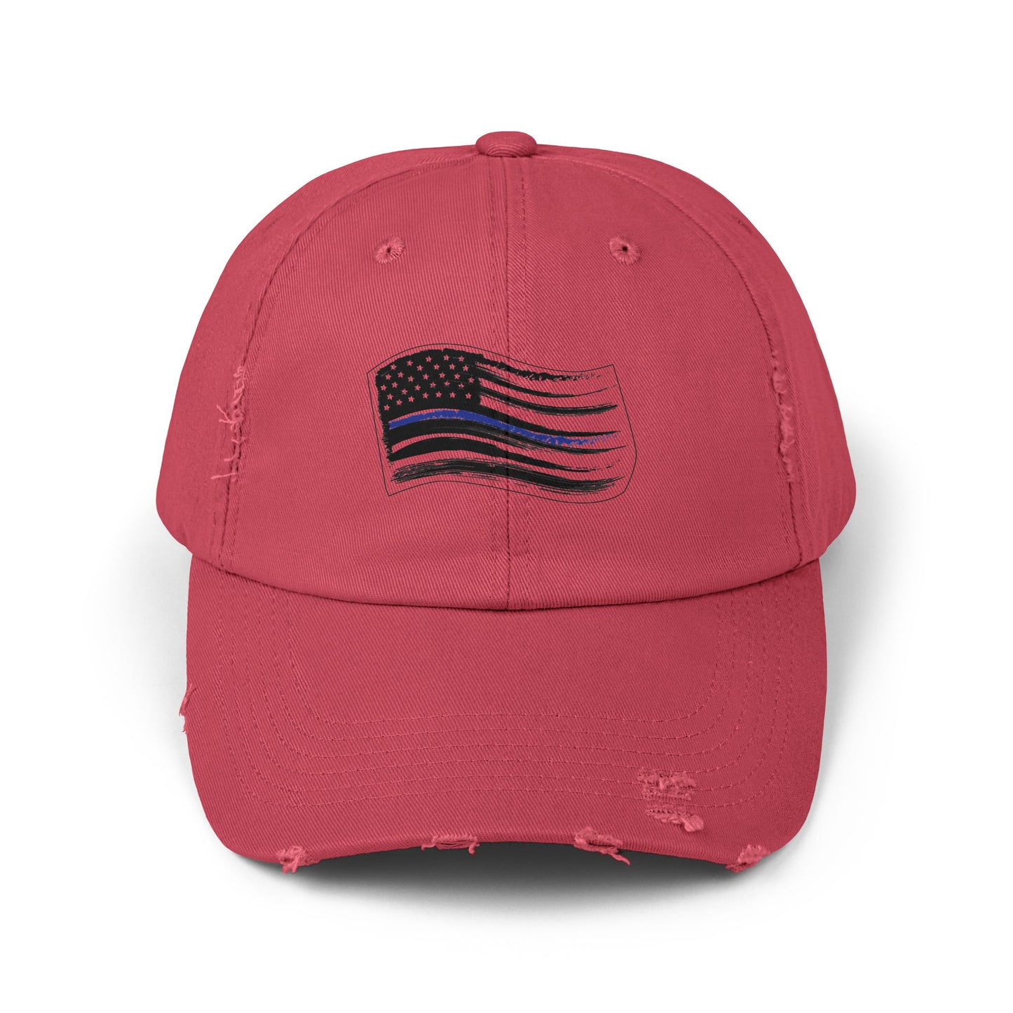 Thin Blue Line Flag, Unisex Distressed Cap, Funny Hat, Casual Gift, Everyday Wear, Cool Accessory, Adjustable Cap