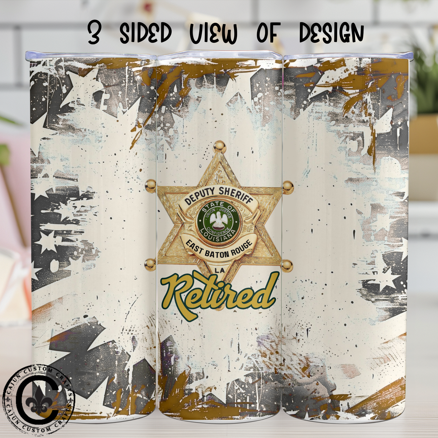EBRSO Retired, Badge, Flag, Sheriff's Deputy, 20oz tumbler