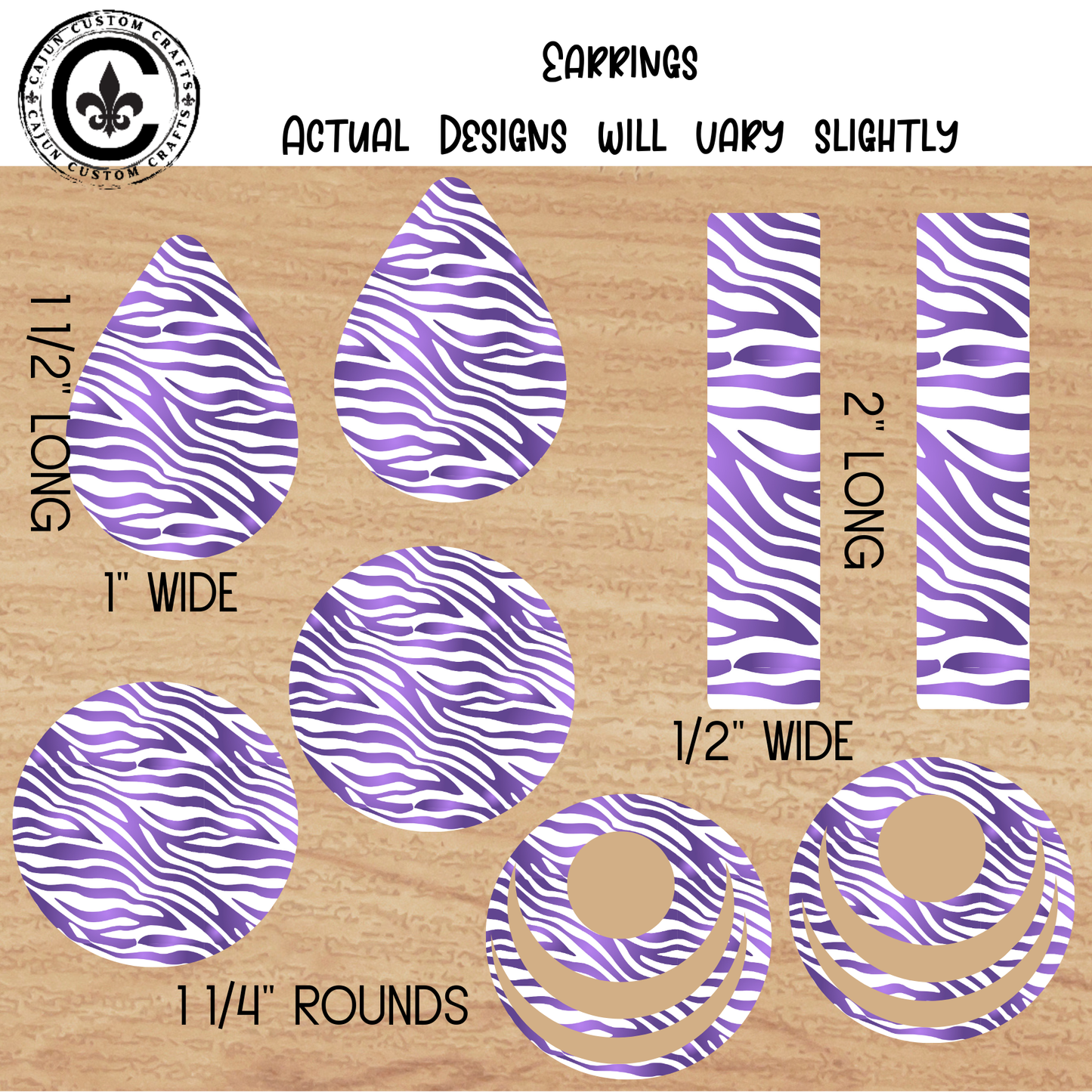 Purple, Tiger Stripe Earrings, Style 2