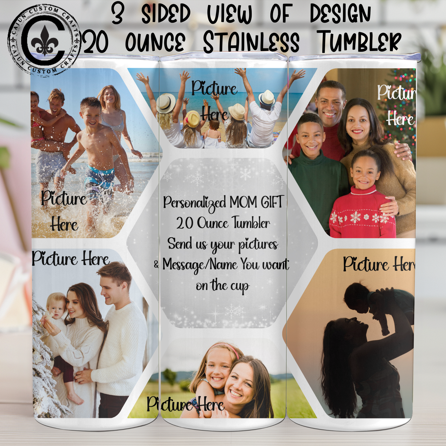 Personalized Gift, 20 ounce Tumbler, Your Pictures, Names, Sayings, Any Holiday, Birthday, Mother's Day, Father's Day, Christmas, Bridal Party, BFFs, Grandparent, Memorial