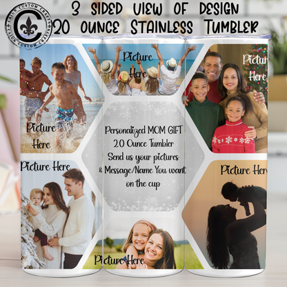 Personalized Gift, 20 ounce Tumbler, Your Pictures, Names, Sayings, Any Holiday, Birthday, Mother's Day, Father's Day, Christmas, Bridal Party, BFFs, Grandparent, Memorial