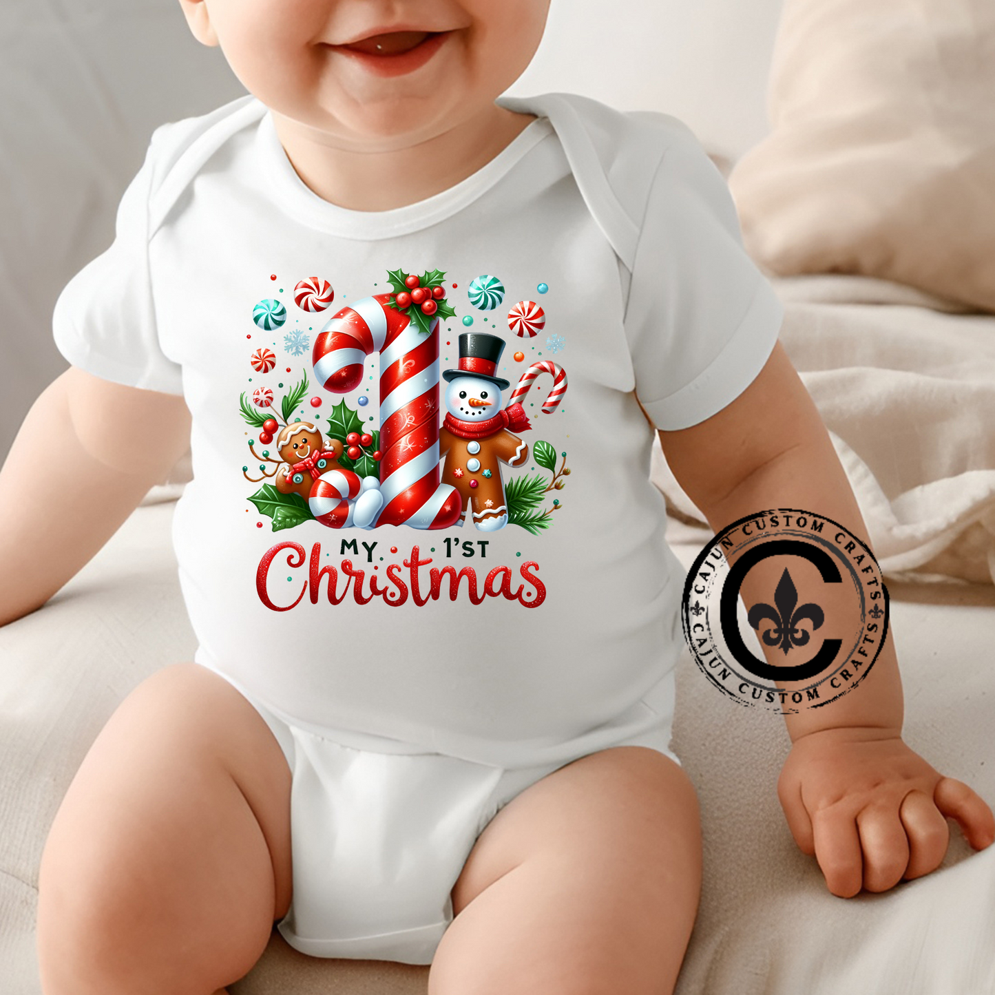 Christmas Infant Bodysuit, Cute Holiday Baby Outfit, Newborn First, 1st Christmas