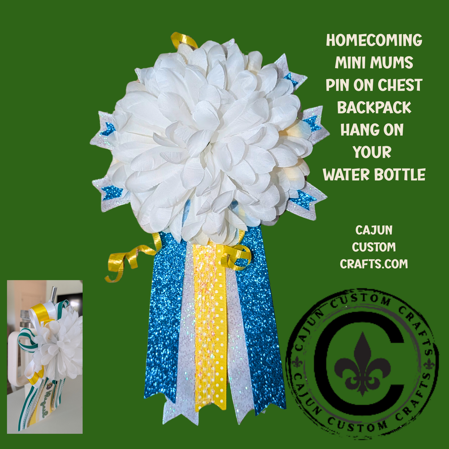 Personalized, School Spirit, Homecoming Stanley, Backpack, Lapel, Mini Mums