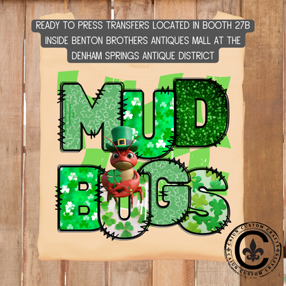 Mudbugs St Patricks Day dtf transfer, tshirt, tumbler, jewelry