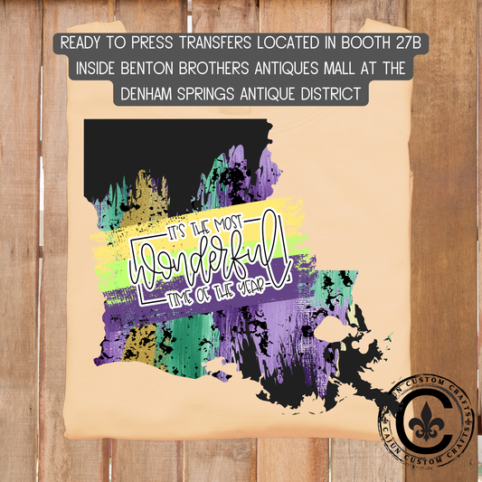 Louisiana Mardi Gras dtf transfer, tshirt, tumbler, jewelry