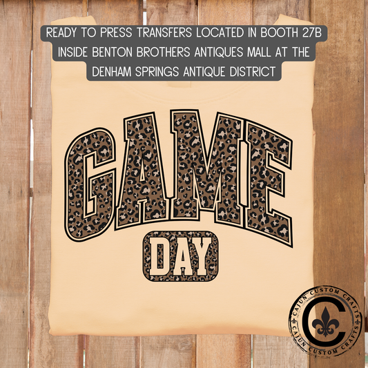 Leopard Game Day, dtf transfer, tshirt, tumbler, jewelry