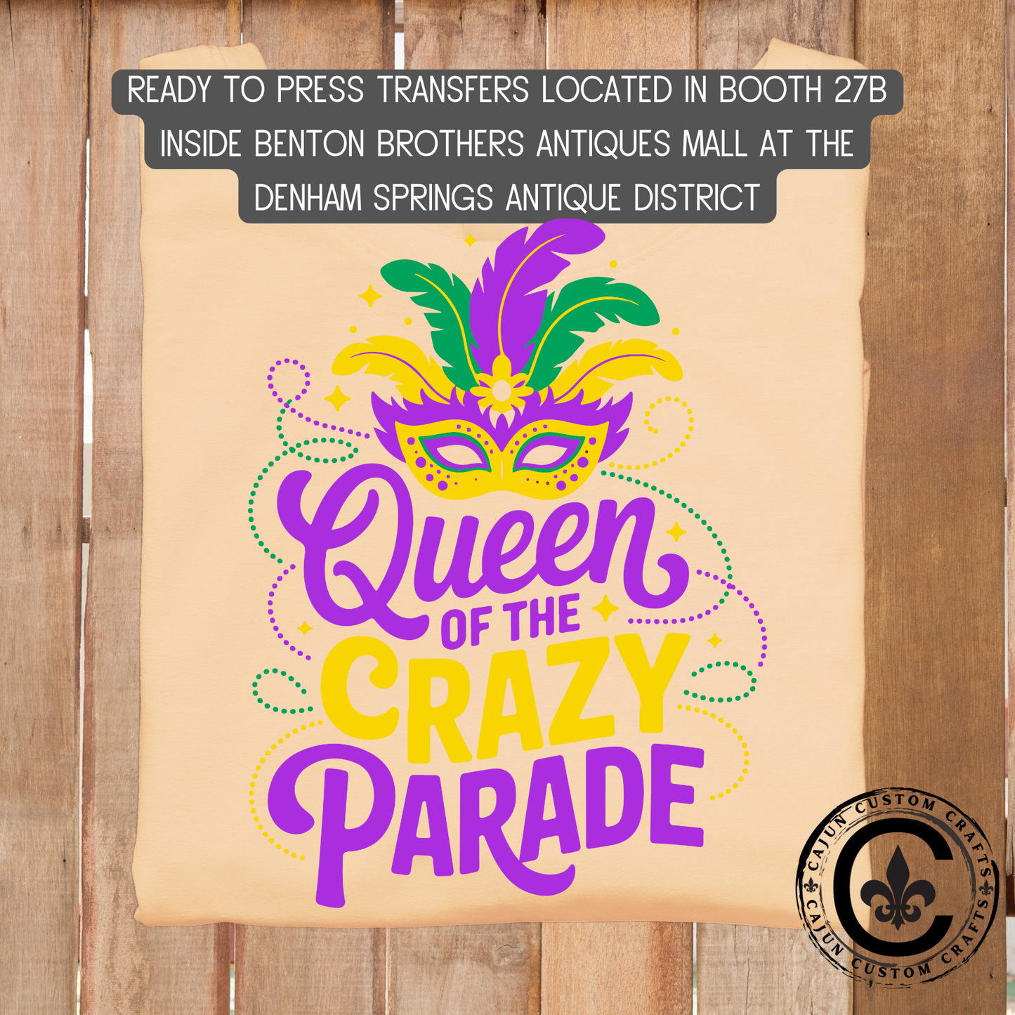 Queen of the Crazy parade dtf transfer, tshirt, tumbler, jewelry