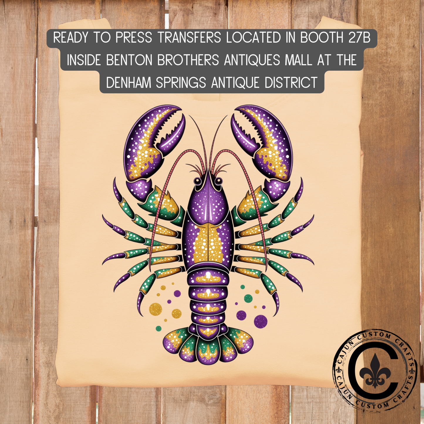 Mardi Gras crawfish dtf transfer, tshirt, tumbler, jewelry