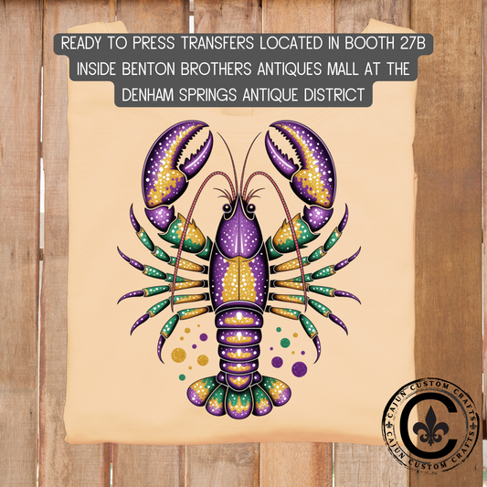 Mardi Gras crawfish dtf transfer, tshirt, tumbler, jewelry