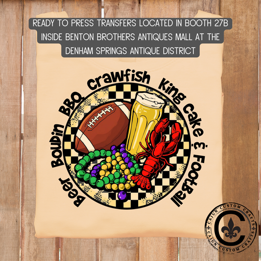 Crawfish, Beer, Mardi Gras, Football, Superbowl, dtf transfer, tshirt, tumbler, jewelry