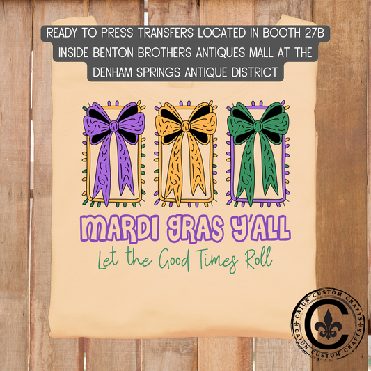 Mardi Gras Yall dtf transfer, tshirt, tumbler, jewelry