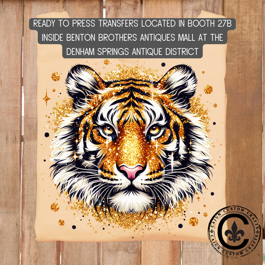 Glitter Tiger dtf transfer, tshirt, tumbler, jewelry