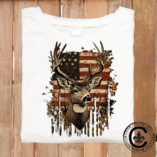 Deer over an American flag