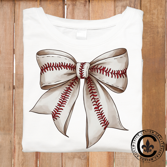 Baseball, bow, stitches, coquette, red and white, ribbon