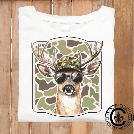 Cool, Deer with Sunglasses in a Camo Frame