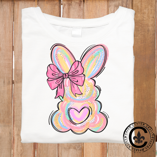 Easter Bunny, Heart Tail, Brushstrokes, Bow