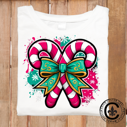 candy Cane, Pink with a Green bow 2