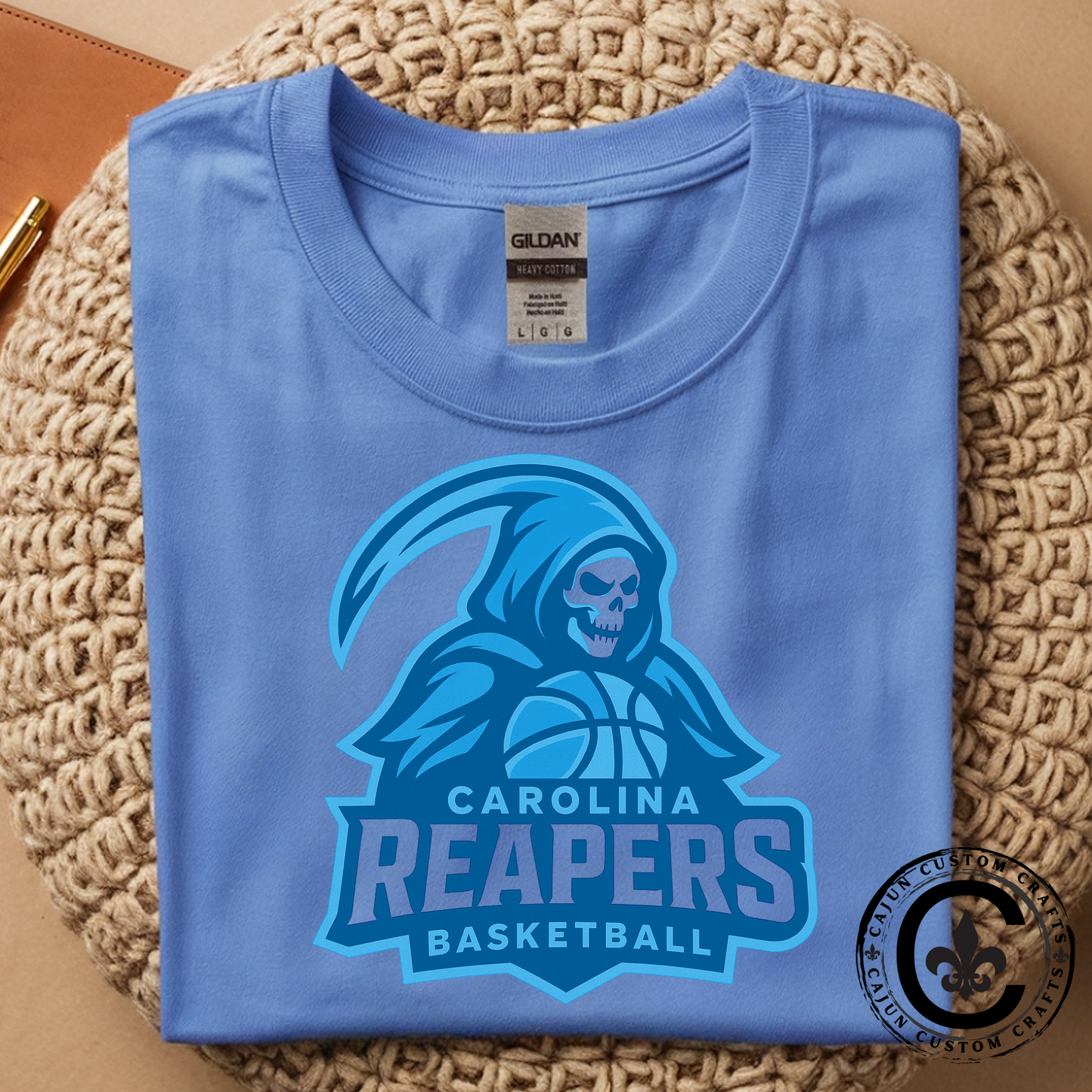 Carolina Reapers, on a Carolina Blue Tshirt