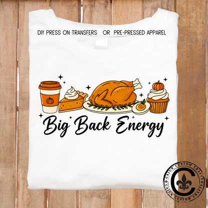 Big Back Energy, Thanksgiving Dinner, turkey, pie, deviled egg, coffee, cupcake
