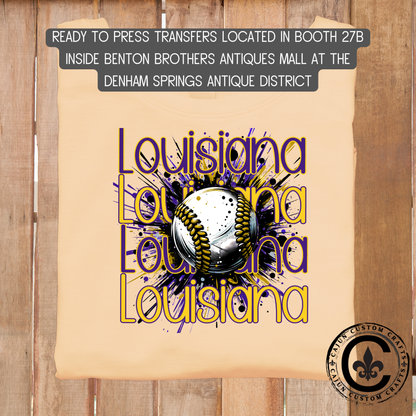 Louisiana, baseball, Purple and Gold, STacked