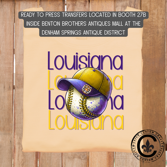 Louisiana, baseball, cap, tiger, Purple and Gold, STacked