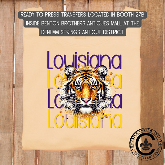 Louisiana, Tiger, Purple and Gold, STacked