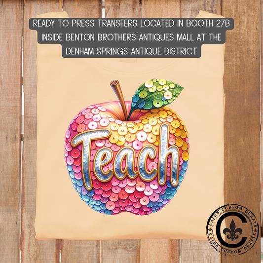 Teach, apple, Sequins