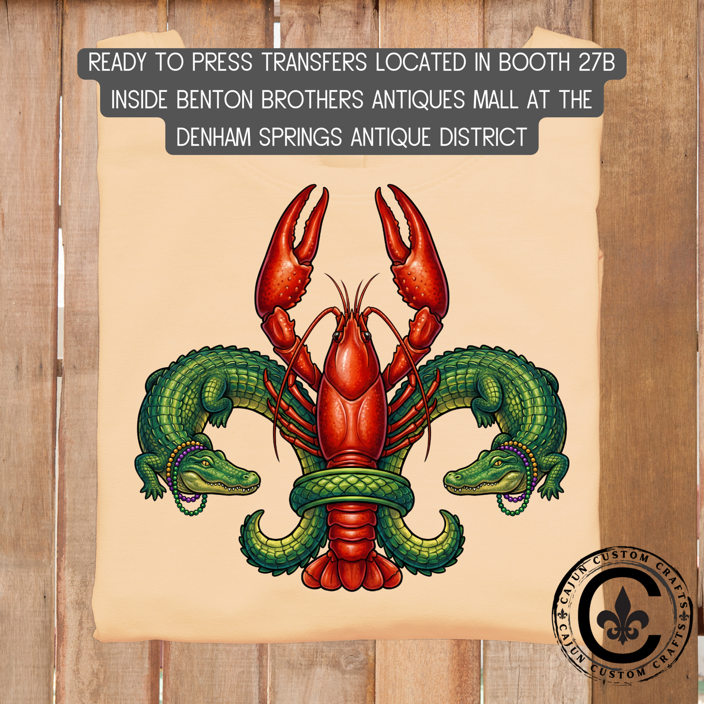 Fleur De Lis of Crawfish and Aligators