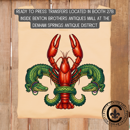 Fleur De Lis of Crawfish and Aligators