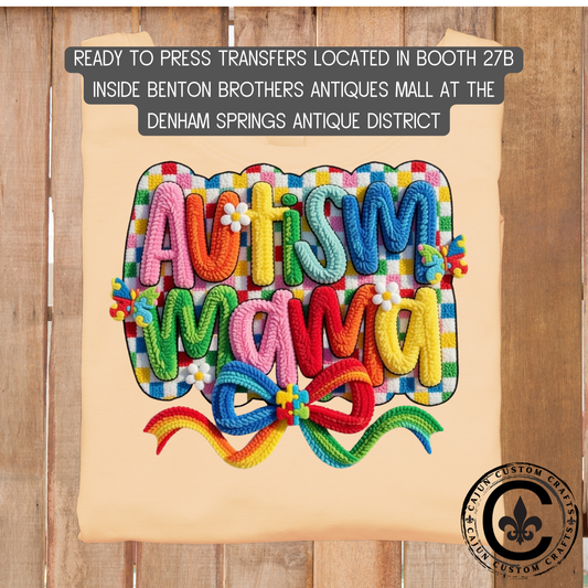 Autism Mama dtf transfer, tshirt, tumbler, jewelry