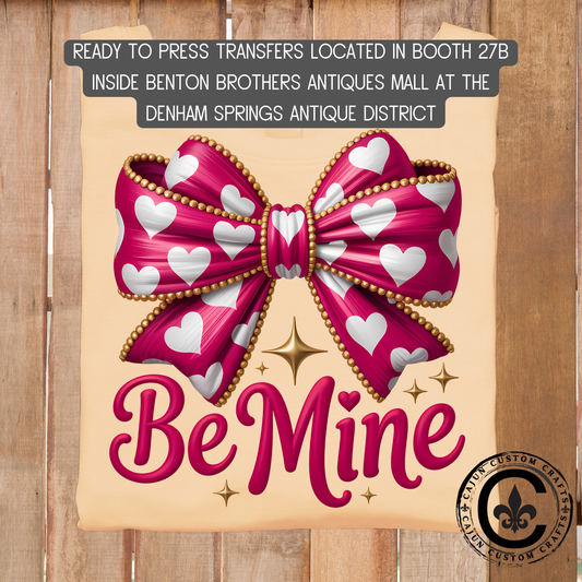 Be Mine bow dtf transfer, tshirt, tumbler, jewelry