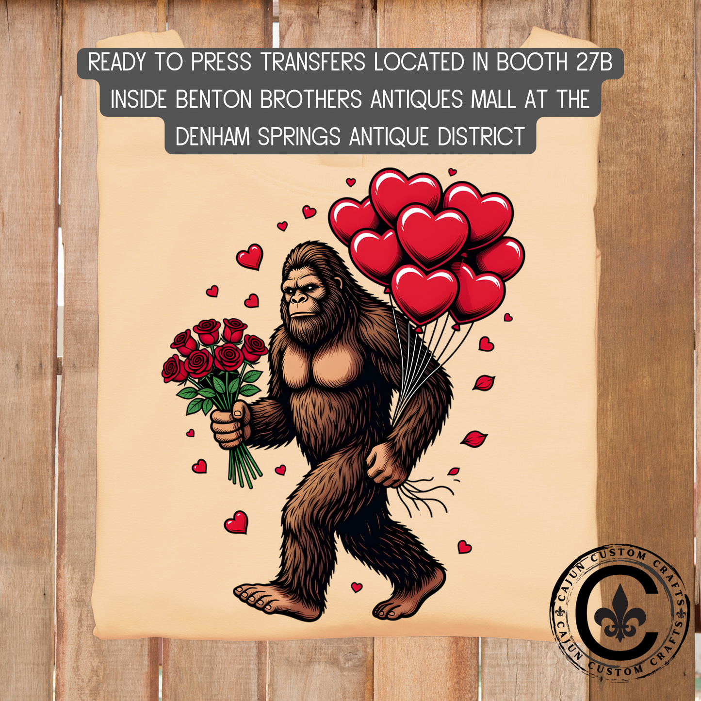 Big Foot Valentine dtf transfer, tshirt, tumbler, jewelry